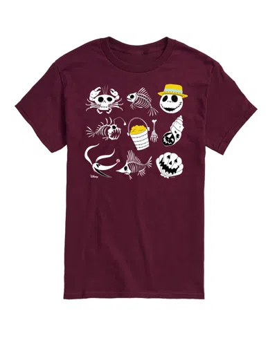 Airwaves Men's The Nightmare Before Christmas Beach Crew Grid Graphic T-shirt In Maroon