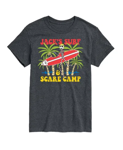 Airwaves Men's The Nightmare Before Christmas Surf Scare Camp Graphic T-shirt In Heather Charcoal