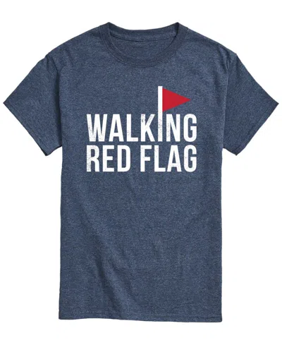 Airwaves Men's Walking Red Flag Short-sleeve Graphic T-shirt In Heather Blue
