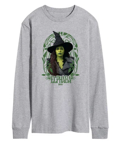 Airwaves Men's Wicked Part 2 Art Noveau Frame Elphaba Graphic Printed Long-sleeve T-shirt In Gray