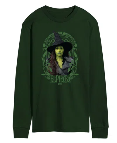 Airwaves Men's Wicked Part 2 Art Noveau Frame Elphaba Graphic Printed Long-sleeve T-shirt In Green