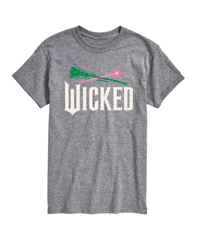 Airwaves Men's Wicked Part 2 Broom And Wand Logo Graphic Printed Short-sleeve T-shirt In Gray