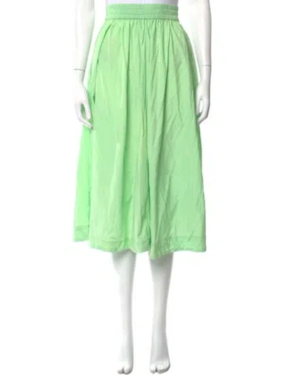Pre-owned Aish Pleated Accents Midi Length Skirt In Green