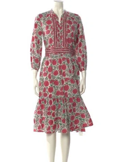 Pre-owned Aish Printed Midi Length Dress In Pink