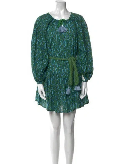 Pre-owned Aish Printed Mini Dress In Blue