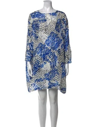 Pre-owned Aish Printed Mini Dress In Blue