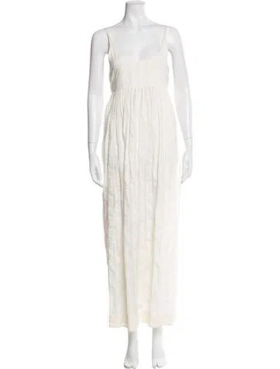 Pre-owned Aish Scoop Neck Long Dress In Neutral