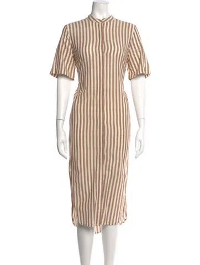 Pre-owned Aish Striped Midi Length Dress In Neutral