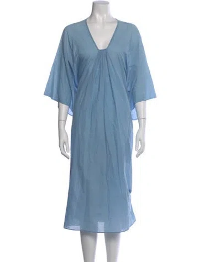 Pre-owned Aish V-neck Long Dress In Blue