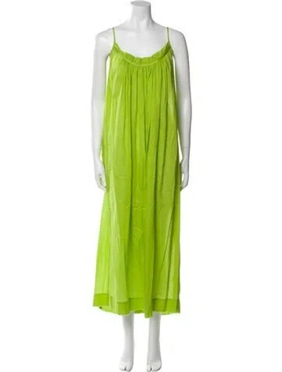 Pre-owned Aish V-neck Long Dress In Green