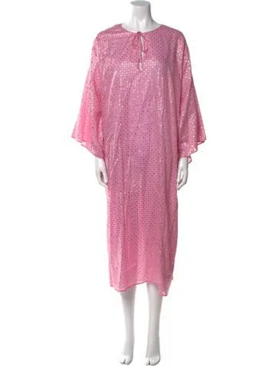 Pre-owned Aish V-neck Long Dress In Pink