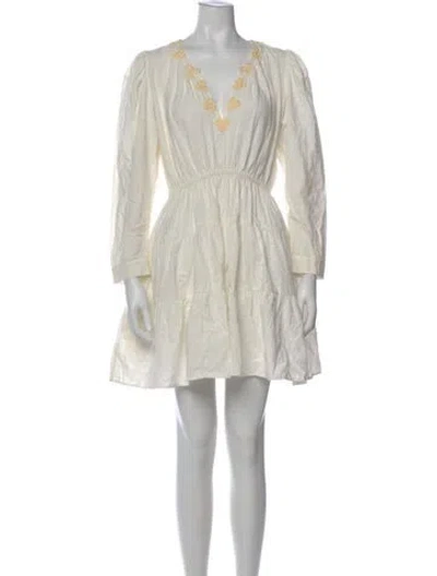 Pre-owned Aish V-neck Mini Dress In Neutral