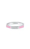 Aisha Baker Fingers Crossed Pink White 18k White Gold Diamond And Enamel Ring