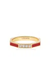 Aisha Baker Fingers Crossed Red 18k Yellow Gold Diamond And Enamel Ring
