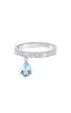 Aisha Baker How Charming 18k White Gold Blue Topaz And Diamond Ring