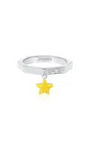 Aisha Baker How Charming Twinkle 18k White Gold Diamond And Enamel Ring In Yellow