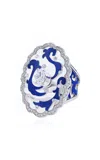 Aisha Baker Peony Symphony 18k White Gold Multi-stone Ring In Blue