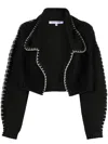 Aisling Camps Chunky-ribbed Stitch-trim Cardigan In Black