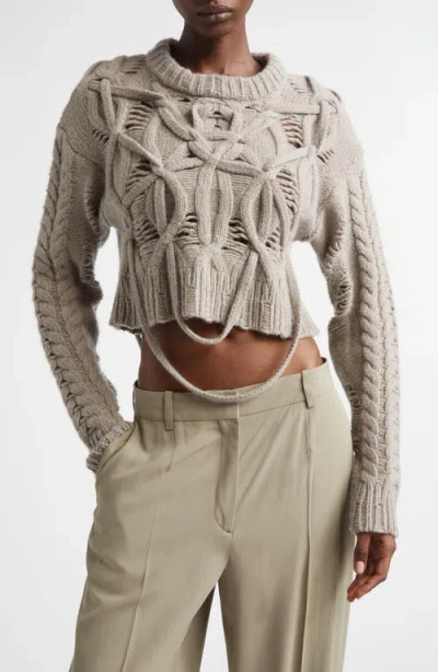 Aisling Camps Briar Merino Wool & Cashmere Cable Sweater In White