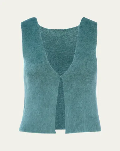Aisling Camps Brushed Mohair Cropped Vest In Teal
