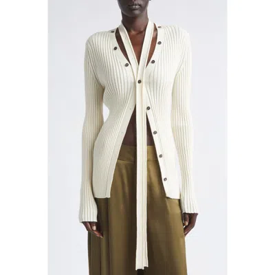 Aisling Camps Convertible Merino Wool Rib Cardigan In White