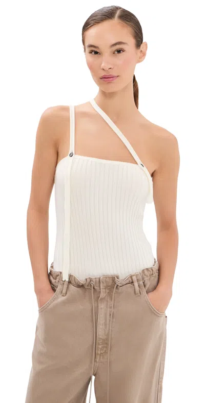Aisling Camps Convertible Ribbed Knit Tank Top Ivory In White