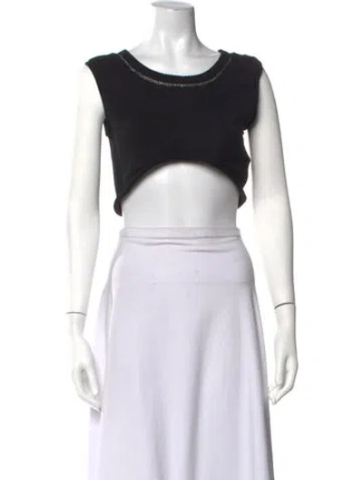 Pre-owned Aisling Camps Crew Neck Sleeveless Crop Top In Black