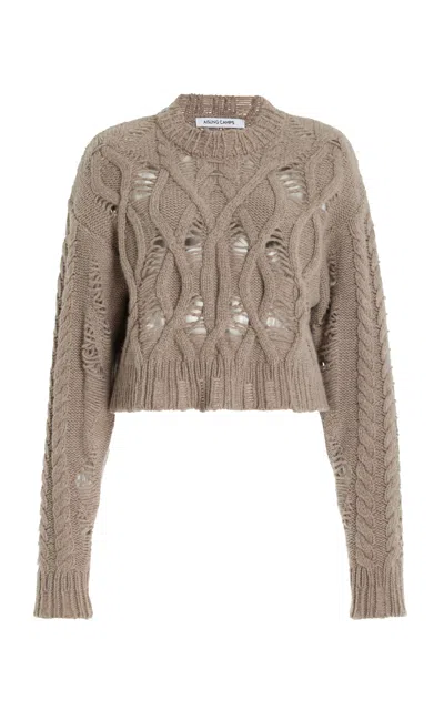 Aisling Camps Cropped Cable-knit Wool-cashmere Sweater In Brown