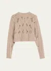 Aisling Camps Distress Crop Cable Wool Cashmere Sweater In Purple Haze