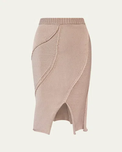 Aisling Camps Eddy Diagonal Knit Slit Skirt In Pink