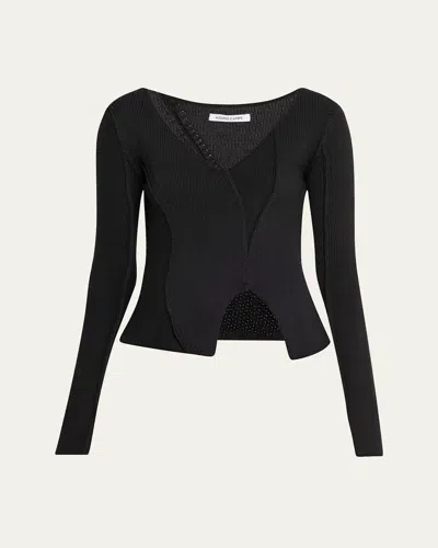 Aisling Camps Eddy V-neck Exposed Seam Sweater In Black