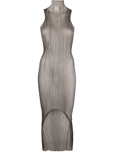 Aisling Camps High-neck Ribbed Midi Dress In Grey