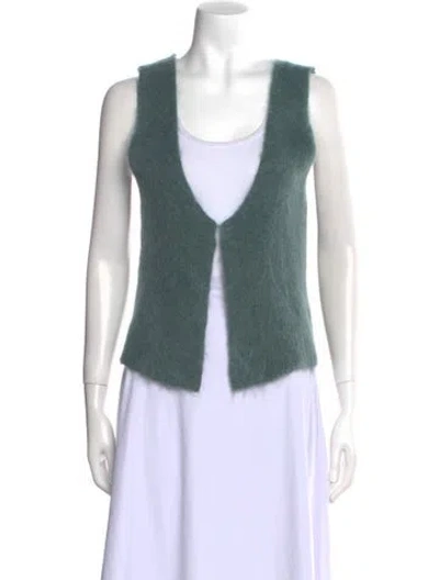 Pre-owned Aisling Camps Kid Mohair V-neck Top In Green