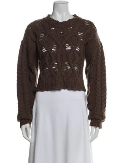 Pre-owned Aisling Camps Merino Wool Crew Neck Sweater In Brown