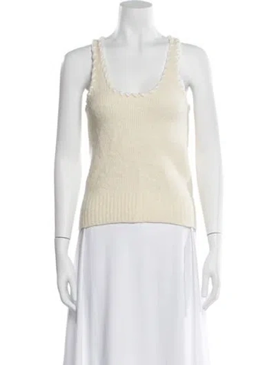Pre-owned Aisling Camps Merino Wool Scoop Neck Top In Neutrals