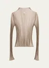 Aisling Camps Modern Mist Translucent Ribbed Turtleneck In Smoke
