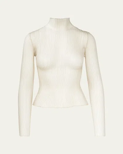 Aisling Camps Modern Mist Translucent Ribbed Turtleneck In White