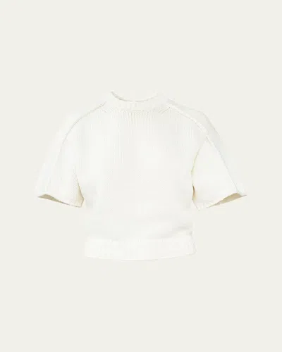 Aisling Camps Perfect Short-sleeve Crop Knit T-shirt In White
