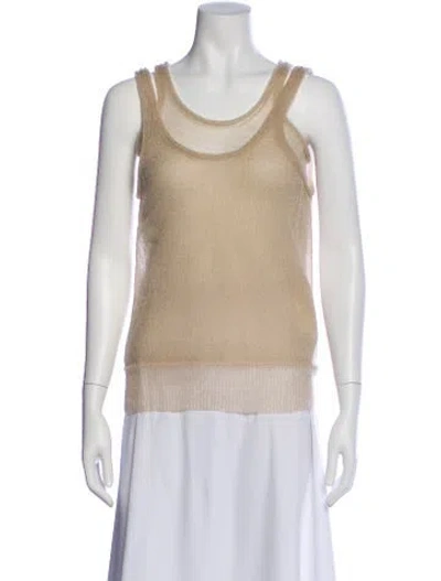 Pre-owned Aisling Camps Ponyhair Scoop Neck Top W/ Tags In Neutral