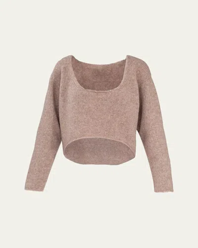 Aisling Camps Reversible Round-neck Crop Sweater In Brown