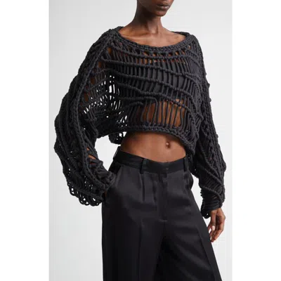 Aisling Camps Ripple Macramé Pullover Top In Black