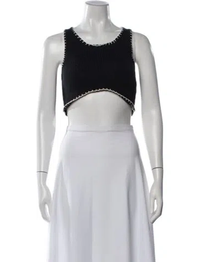 Pre-owned Aisling Camps Scoop Neck Sleeveless Crop Top In Black