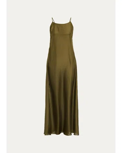 Aisling Camps Sleeveless Silk Maxi Slip Dress In Green