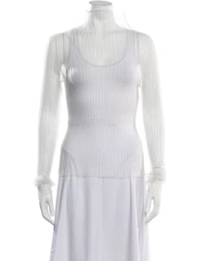 Pre-owned Aisling Camps Turtleneck Long Sleeve Top In White