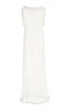 Aisling Camps Wave Mesh-detailed Cotton-blend Dress In Ivory
