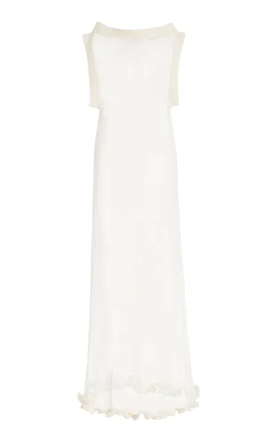 Aisling Camps Wave Mesh-detailed Cotton-blend Dress In Ivory