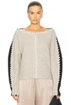 Aisling Camps Whip-stitched Wool-blend Knit Sweater In Grey