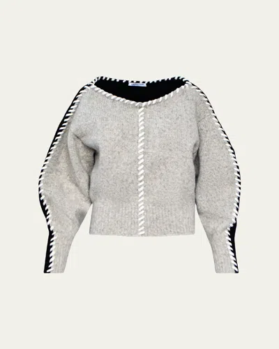 Aisling Camps Whip Stitch Wool Cropped Pullover In Blackputtyivory