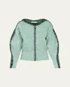Aisling Camps Whip Stitch Wool Cropped Pullover In Mossjadeblack