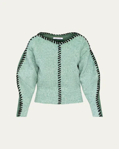 Aisling Camps Whip Stitch Wool Cropped Pullover In Mossjadeblack